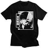 JIANMIN Anime Cartoon T-Shirt Herren Tokyo Ghoul T-Shirt Streetwear Harajuku Japanisches Anime Top Punk Dark Cartoon Kaneki Ken Printed Loose Female T-Shirt Fans Outlook (Farbe: Schwarz, Größe: XL)
