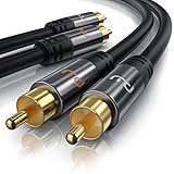 Cinch Audio Kabel - 1m - Aux Eingänge Audio 2x Cinch RCA Stecker zu 2x Cinch RCA Stecker - Metall Stecker - doppelte Schirmung - Koaxialkabel geeignet für Verstärker, Stereoanlangen, HiFi Anlag