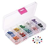500 Stück Map Push Pins, 10 Farben Dekorative Map Tacks Kunststoff-Rundkopfstifte Karte Nagel für Markieren Reise-Routen Adressen, 0,15 x 0,6 Z