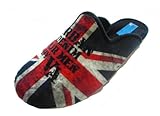 ALBEROLA AC1273 Hausschuh/Pantoffel HELLE Sohle Herren Flagge England Black (44 EU)