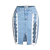 Alavo Hohe Taille Slim Jeans Rock Frauen Split Bleistift Rock