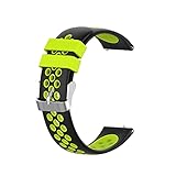 LLKHFA 41 mm 46 mm weiches Silikon Uhrenarmband für Oppo Uhr, zweifarbiges Armband, Ersatzarmband für Oppo Uhrenarmband, Sportband (Bandfarbe: Schwarz / Grün 2, Größe: 20 mm)