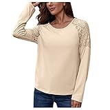 Kurzarm/Langarm T-Shirt Lässige T-Shirt Oberteile für Frauen Tank Top Shirt Hemdbluse Loose fit T Shirt Casual Oberteile Baumwoll Basic Tops Shirt Rundhalsausschnitt Basic Kurzarm L