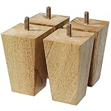 4er Möbelfüße aus Holz Sockelfüß Sofabeine M8 Schraubenbolzen (10cm)