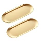 ANZOME 2 Stück Goldene Platte Serviertabletts Buffet Platte Schmuckständer Aufbewahrung Dekoration - Oval Groß G