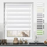 BondFree Doppelrollo Klemmfix ohne Bohren, Duo Rollos für Fenster und Tür, 45x100cm (Stoffbreite 41cm) Weiß, Fensterrollo Seitenzugrollo Sichtschutz & S