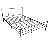 ZeoTioo Metallbett 140x200 Grau Bettgestell Design Bett Schlafzimmer M