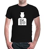 buXsbaum® Herren Unisex Kurzarm T-Shirt Bedruckt Schornsteinfeger-Piktogramm | Handwerk Zeichen Symbol | XXXL Black-White Schw