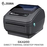 ZEBRA GK420d - Etikettendrucker (Direkt Wärme, 203 x 203 DPI, 127 mm/sek, Verkabelt, 8 MB, 4 MB),N