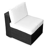 XINRO® (1er Polyrattan Lounge Sessel - Mittelteil - Gartenmöbel Polyrattan Sessel - durch andere Polyrattan Lounge Gartenmöbel Elemente erweiterbar - In/Outdoor - handgeflochten - schw