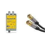 TechniSat TECHNIROUTER Mini 2/1x2 - Einkabellösung/Unicable (für Twin-Empfang, angeschlossene Sat-Receiver/TV müssen Unicable unterstützen) & KabelDirekt - SAT Kabel - 0,5