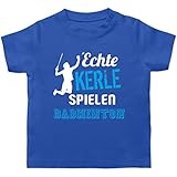 Sport Baby - Echte Kerle Spielen Badminton - 3/6 Monate - Royalblau - Baby Badminton - BZ02 - Baby T-S