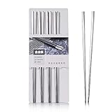 Hongyantech 5 Paar Essstäbchen Metallischer 304 Stahl Edelstahl Essstäbchen Metall silber Wiederverwendbare Essstäbchen Platz Edelstahl Stainless Chopsticks Essstäb