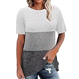FAQIAN Damen Hemden für den Sommer Tie Dye Kurzarm O-Ausschnitt Slim Fit T-Shirts Oberteile Blusen Frauen Mode Lässig Übergröße Farbblock Elegante Basic Tunika Bauchfreies Tops Bluse Tee S
