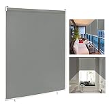 LARS360 Außenrollo Balkon Außenrollo Senkrechtmarkise Rollo Beschattung Balkonrollo Sichtschutzrollo Außensonnenschutz Sonnenschutz UV-Schutz (180 x 240 cm, Grau)