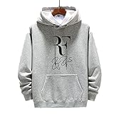 JZFGJ Kapuzen Sweatshirt Herren T-Shirt Unisex Tennis Grand Slam Roger Federer Sport-Sweatshirt Slim Fit Kordelzug-Pullover,Gray 1,XL