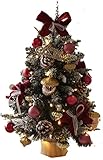 MIOAJIAN Weihnachtsbaum Desktop Weihnachtsbaum mit Lichtern beflockt, kleiner Weihnachtsbaum für Weihnachtsdekorationen/Wohnkultur/Esstisch-Weihnachtsbaum-Dekoration (Farbe: Gold 45 cm)