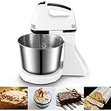Küchenmaschine Handmixer, Handrührer mit einem Tischständer und 2 L Edelstahl-Rührschüssel, 7 Geschwindigkeiten plus Turbo, 2 Edelstahl-Knethaken und 2 Edelstahl-Rührbesen, 250W