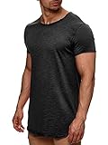 Indicode Herren Willbur Tee T-Shirt mit Rundhals-Ausschnitt aus 100% Baumwolle | Regular Fit Kurzarm Shirt einfarbig od. Kontrast Markenshirt in 30 Farben S-3XL für Männer Raven 3XL