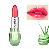 1Stück Aloe Vera Lippenstift Farbwechsel Lippenstift Gelee Lippenstift Magie Temperatur Farbwechsel Lippenpflege Natural Rosa Lippenbalsam Passend für Rissige Lipp