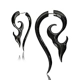 CHICNET Tribal Horn Fake Piercing Tattoo Spirale schwarz 6 mm Edelstahl Ohrstecker Ohrring Ohrhänger | Unisex Ohrpiercing Männer Frauen Org