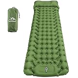 Awroutdoor Isomatte Camping Aufblasbare, Schlafmatte Ultralight, 9cm Dick Camping Matratze mit Fußpresse Pumpe Wasserdicht, Sleeping Mat Faltbar Moisture-proof für Outdoor, Wandern, Backpacking,S