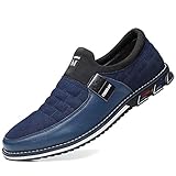 COSIDRAM Herren Freizeitschuhe Mokassins Sportschuhe Atmungsaktiv Komfort Wanderschuhe Mode Elegant Arbeit Geschäfts Anzug Schuhe Sneakers für Männer Büro Kleid Prom im Freien Blau 44