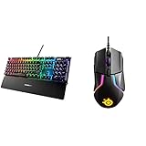 SteelSeries Apex Pro – Mechanische Gaming-Tastatur – Mechanischen Tasten mit anpassbarer Betätigung – Deutsches Tastatur (QWERTZ) & Rival 600 – Gaming-Maus – 12.000 CPI TrueMove3+ Dual Optical S