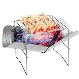 Danm 2-in-1-tragbare faltende Edelstahlgrill Grill Camp Home Outdoor Camping Rucksackplatz Hof Holz Brennen BBQ-Ö