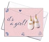 Baby Shower Party Einladung 15 Karten & 15 Umschläge– Klappkarten SET zur Geburt (it's a girl)