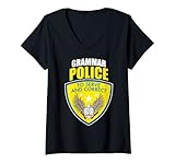 Damen Grammatik-Polizei zu dienen und zu korrigieren Lustige englische Grammatik Nazi T-Shirt mit V