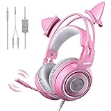 SOMIC G951S Rosa Gaming-Headset mit Mikrofon, Mädchen Frauen Rosa Katze Ohr-Kopfhörer mit 3,5-mm-Kabel für Xbox One, Nintendo-Switch, PS4, iPhone,