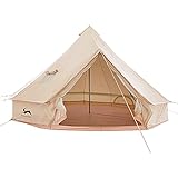 TOMOUNT Glockenzelt 4m Glamping Zelt für 4-6 Personen Baumwolle Campingzelt Familienzelt Tipi Zelt Teepee Pyramidenzelt für Gruppen Familien Outdoor Camping F