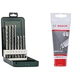 Bosch 7tlg. Hammerbohrer-Set SDS-plus + Bosch Professional 100 ml Schmierfett Tube (für SDS plus & SDS max Bohrer/Meißel, Zubehör Bohrhammer)