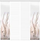 94373 | 4er-Set Schiebegardine RELVA, Digitaldruck auf Bambus-Optik, mit abstraktem Gräser-Motiv, 260x60cm, Farbe: N
