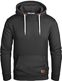 Grin&Bear Herren Kapuzenpullover Kapuzenjacke Hoodie mit hoch abschließendem Kragen GEC494 (L, Schwarz)