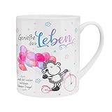 Sheepworld 46205 Riesentasse mit Spruch Genieße das Leben, mit Geschenk-Verpackung, Porzellan, 60