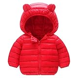 Detrade Baby Jungen MäDchen Winterjacke Ohrenhauben MäDchen Baby Kleinkind Kinder Wintermantel Wintermantel Kinder Jungen Kinderjacke Kleidung Hoodie ReißVerschlussmäNtel (#01-rot, 9-12 Monate)