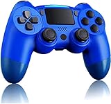 Lampelc Wireless Controller für PS4, Game Controller für PS4/Slim/Pro-Konsole, Bluetooth Gamepad Joystick mit Touch Panel Six-Axis Dual Vibration Shock und Audio Jack (Blau)