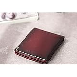 WULOVEMI Lederherren Brieftasche Japanischer Stil Mode Trend Retro Gemüse Gegerbtes Leder Kurzwallet Leder Mode (Farbe: Rote Größe: s) (Color : Red)