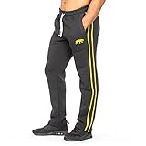 SMILODOX Herren Jogginghose Sue Loose - Lange Hose im Loose fit mit Low Waist Bund und Tunnelzug, Größe:3XL, Color:Anthrazit/Gelb