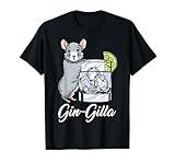 Gin Gilla Wollmaus Chinchilla in Gin Glas Party Saufshirt T-S