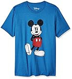 Disney Herren Full Size Mickey Mouse Distressed Look T-Shirt, Hellblau meliert, Groß