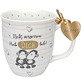 Sheepworld 46747 Cappuccino-Tasse mit Sheepworld-Dekor, Hab Dich lieb, Porzellan, 40 cl, mehrfarbig