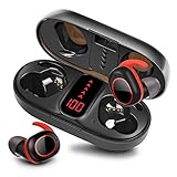 bakibo Kopfhörer Kabellos Bluetooth 5.1, Wireless Sport Kopfhörer mit Mikrofon in-Ear Stereo Sound Ipx7 Ohrhöre mit 800mAh LCD Ladetasche, 40 Stunden Spielzeit, Auto Pairing, Berührungssteuerung