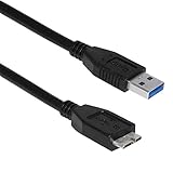 KUYiA Micro B Kabel, 1FT Type A-Stecker zu USB 3.0 Micro B Datenkabel, 5 Gbit/s Datenübertragung Sync Cable Kompatibel mit Toshiba Canvio Western Digital Externe Festplatten, Samsung Galaxy S5/Note 3