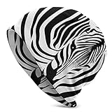 Zebra Head Nahtloses Muster Schwarz und Weiß Streifen Strickmütze Wintermütze Warm, Dehnbar Weich Beanie Hüte für Herren und Damen, ganzjährig