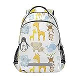 ISAOA Süße Faultier Giraffe Affe Schultasche für Jungen Mädchen Büchertasche Casual Daypack Kinder Rucksack mit Brustgurt für Grundschulkinder, U