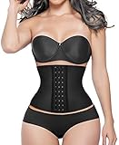 YIANNA Frauen Latex Waist Trainer Corset Sport Korsett Unterbrust Kurzer Torso 9 Stahlknochen Corsage Taillenmieder Body Shaper Schwarz,YA110206 Size XS