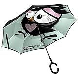 Umgekehrter Regenschirm mit C-förmigem Griff, Anti-UV-Schutz, wasserdicht, winddicht, gerader Regenschirm für Auto, Regen, Outdoor, lustige Cartoon-Geburtstagsk